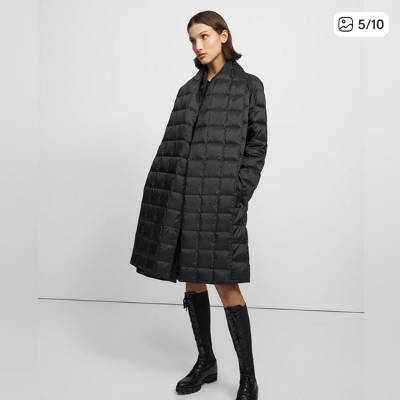 Theory Jackets & Blazers - Theory Black Puffer Jacket with large detachable scarf.